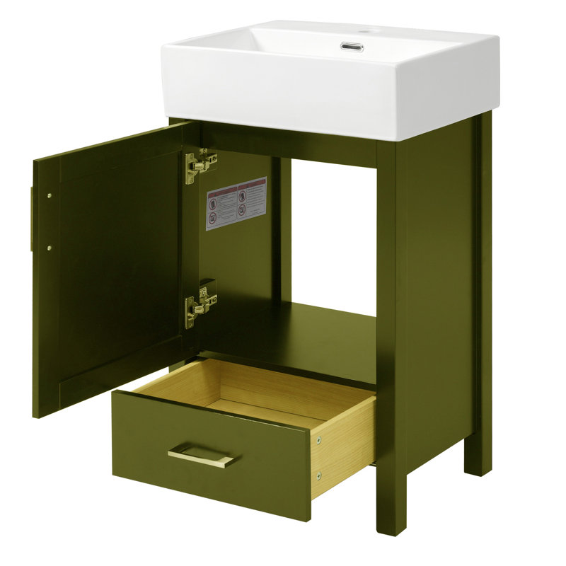 Meuble-lavabo 20,3 po avec comptoir en céramique, Vert