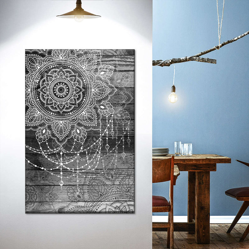 Mandala boho mandala fleur sur toile, H 36 po x l 24 po x P 1,25 po