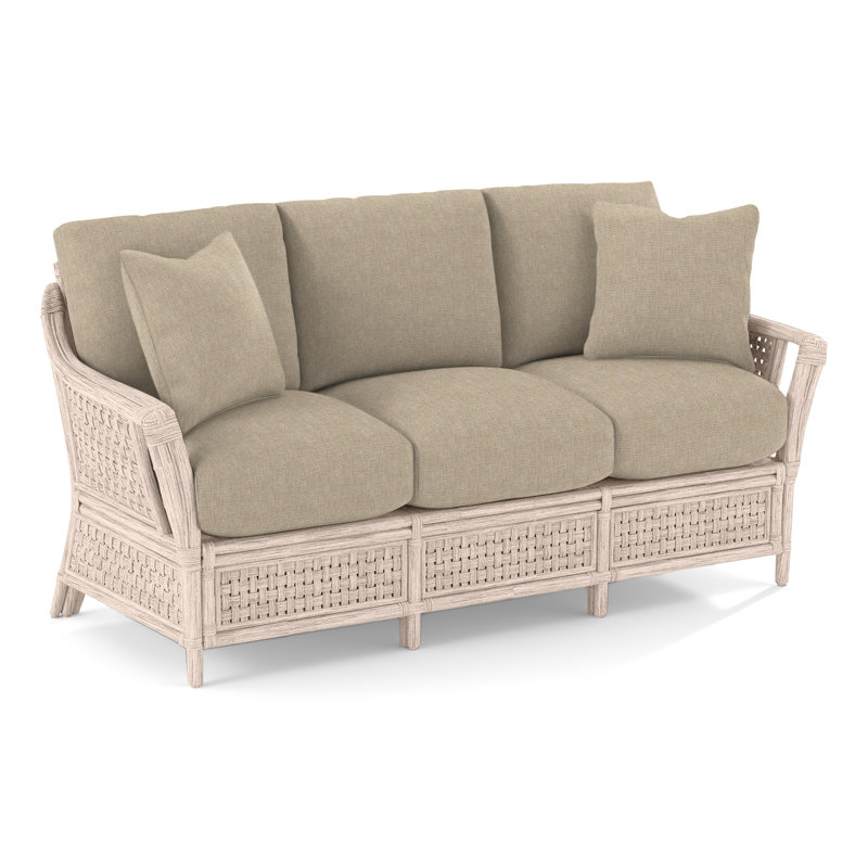 Boca Upholstered 78'' Sofa, Blue Gingham; 0112-63, Bisque