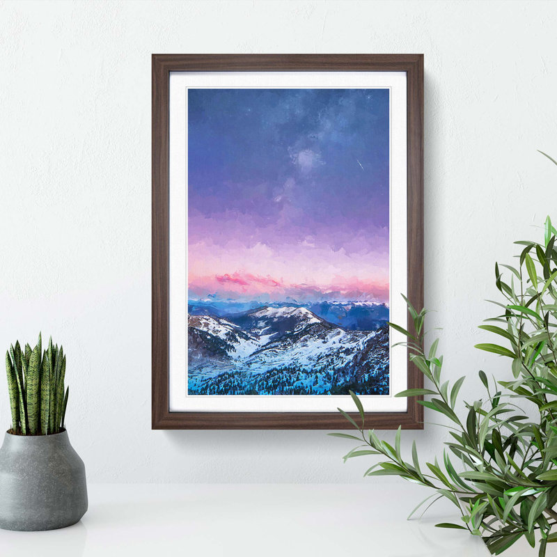 Mountain Peaks in the Dolomites Italy in Abstract - Picture Frame Graphic Art Print, 87cm H x 62cm W x 2cm D, Walnut Framed