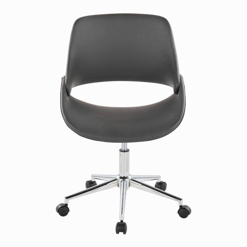 Chaise de bureau contemporaine en métal chromé et similicuir gris