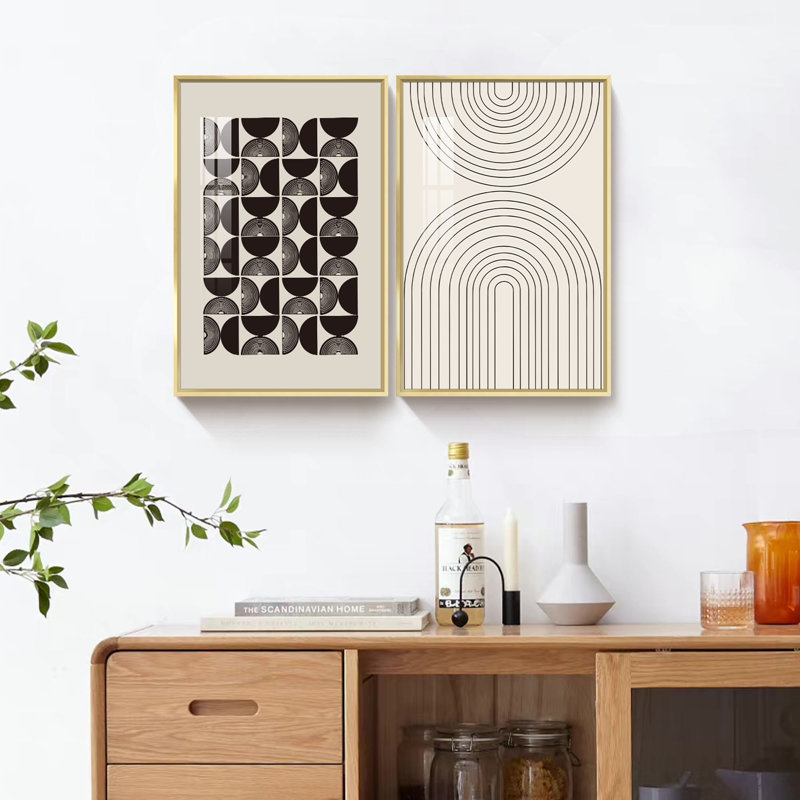 BOHO Wall Art - impression de 2 pièces, H 16 po x l 24 po x P 2,6 po, Or
