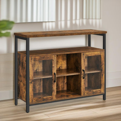 Aleishia Rustic Industrial 100Cm Sideboard Storage Cabinet with Compartments Living Room Kitchen