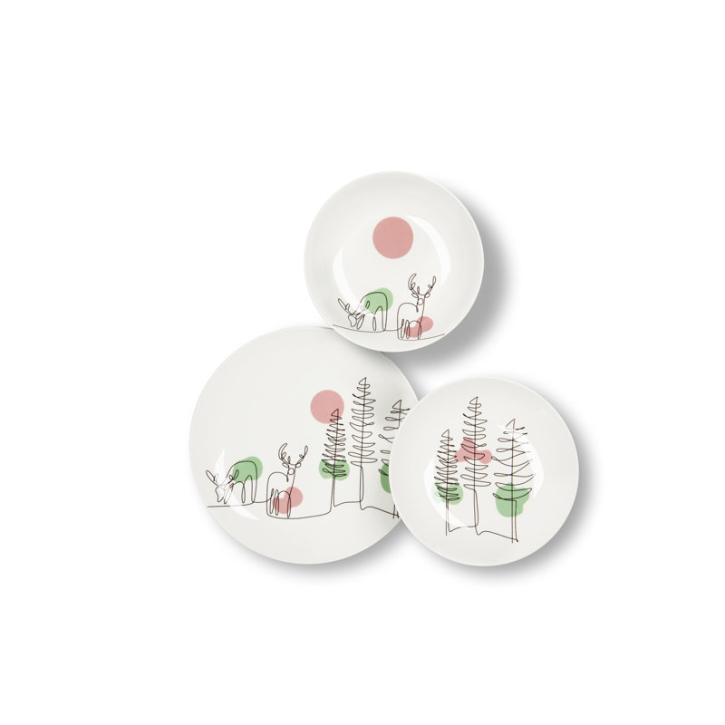 Le Fil De Noel Piece Porcelain Dinnerware Set - Service for 6