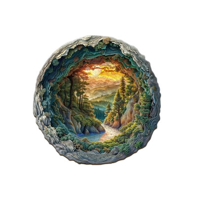 Cave Forest Puzzle With  Shapes And Challenging Wooden Puzzles