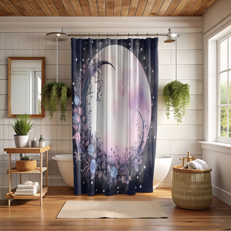 Rideau de douche standard 1 pièce Lunar Grace, H 74 po x l 71 po