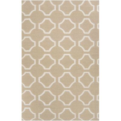 Tapis brun clair en laine tissé à la main Larksville