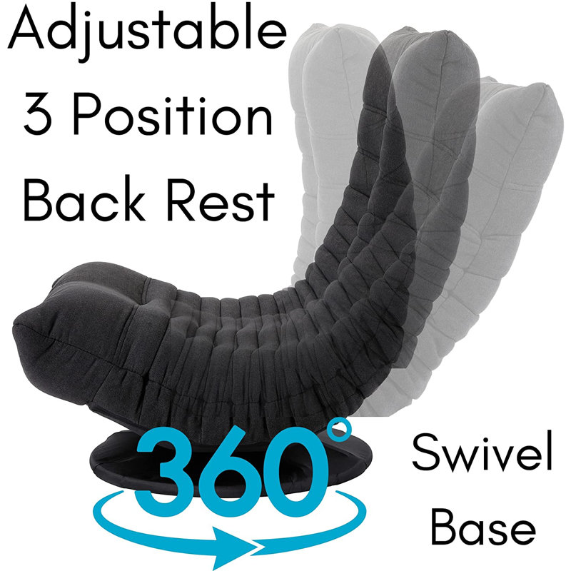 Charcoal Memory Foam Swivel Floor Chair with Adjustable Back