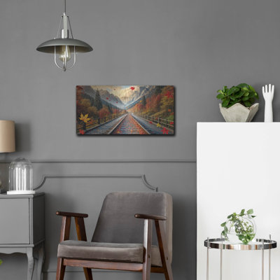  «Fall Railroad Landscape» par Rey Klimt, art mural en métal