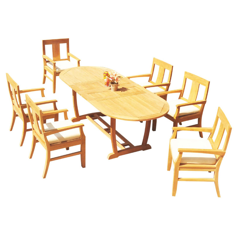 Osborne Outdoor 11 - Piece Teak Dining Set, 30.5" H x 71" L x 40" W, Set of 6