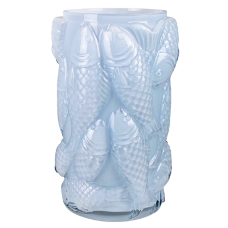 Vase avec poisson en relief, verre