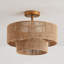 Lampe suspendue zen style japonais avec finition en bois et corde tissée-61391448