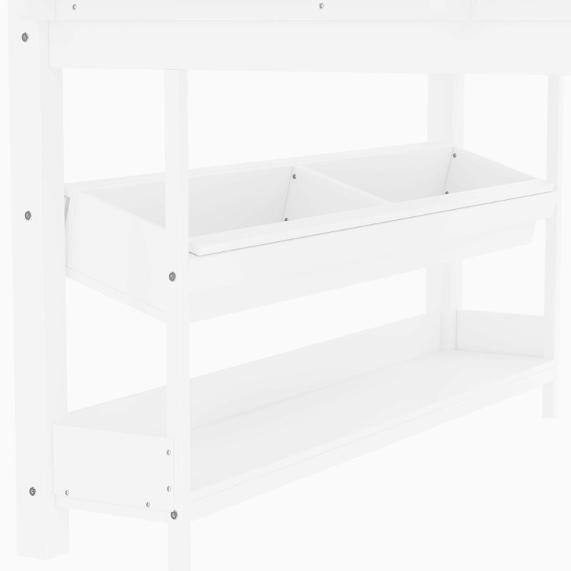 Lit mezzanine bas en bois avec unités de rangement abondantes, bureau et tableau noir, aucun sommier nécessaire, Double