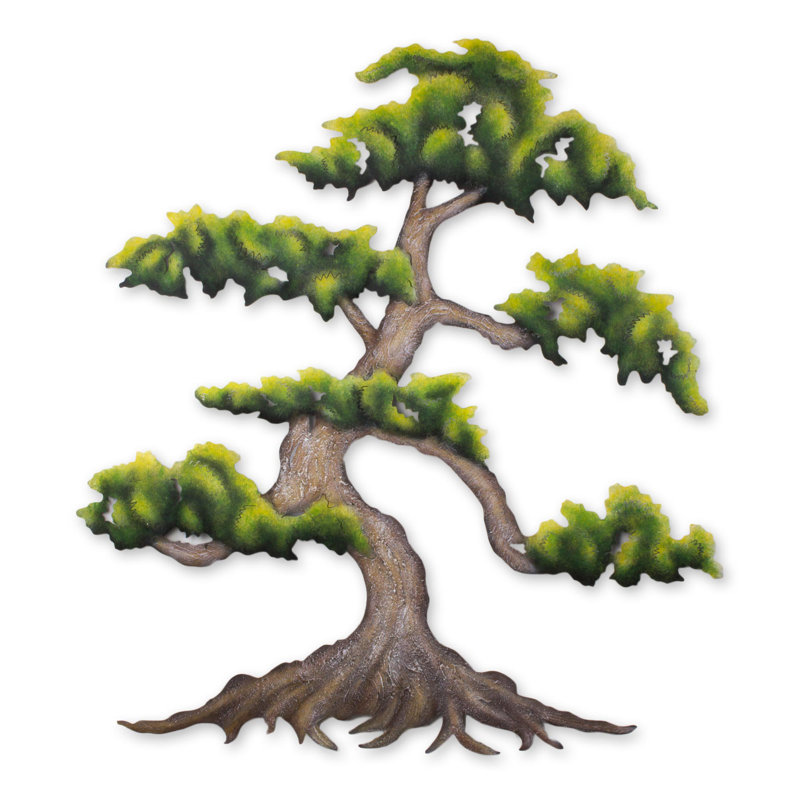 Décoration murale artisanale en acier Verdant Bonsai
