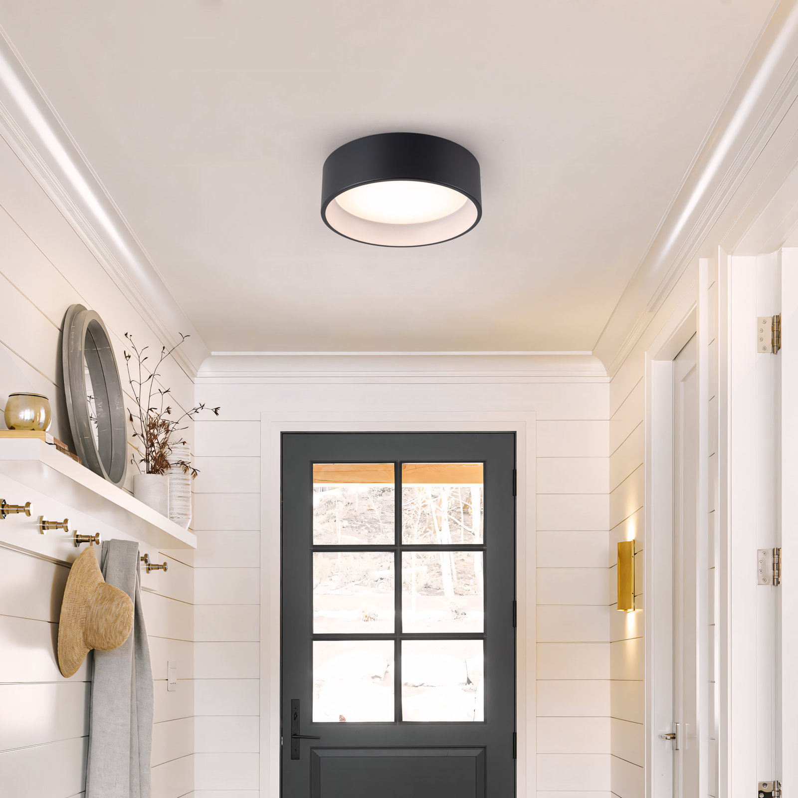 Bodine Dimmable Integrated LED Drum Flush Mount, 3.75" H x 16" W x 16" D, White