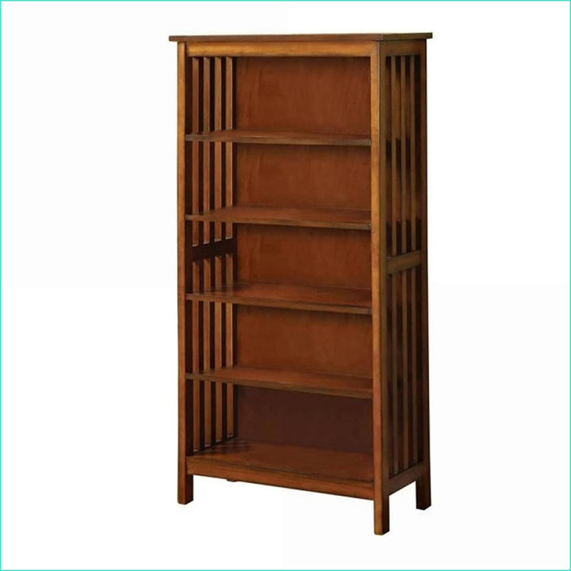 Bibliothèque, bibliothèque multimédia à 5 tablettes en bois massif chêne antique | L 22 po x P 9 po x H 48 po | Bois massif | Transitionnel