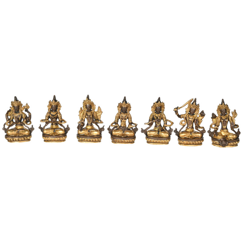 Ensemble de sept divinités bouddhistes tibétaines