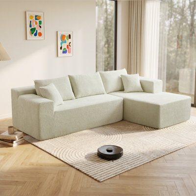 Canapé modulaire en L 104 po en forme de L modulaire sans cadre en velours avec chaise longue 104 po