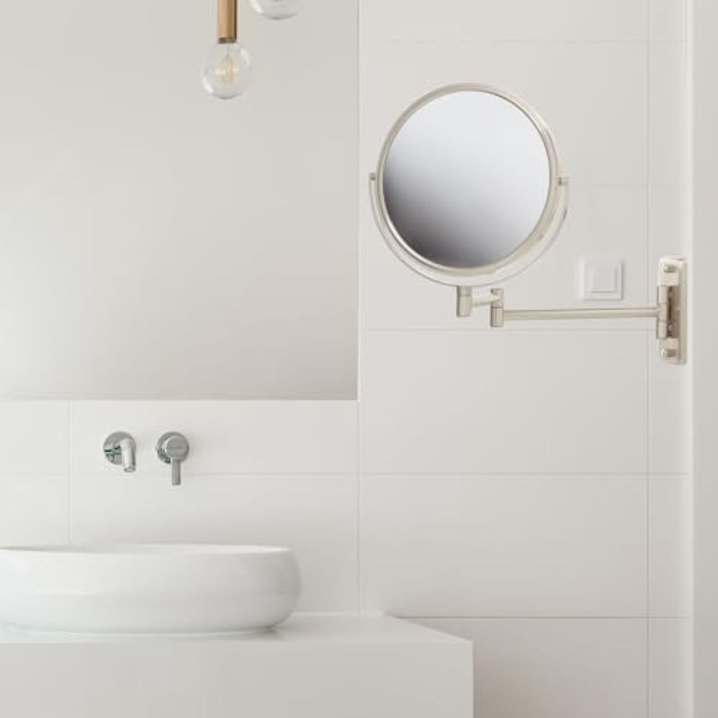 Miroir de maquillage mural grossissant 8 po Kehl, Nickel