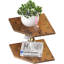 Ensemble de 2 étagères de coin flottantes brun rouille – Tablettes murales modernes en bois pour le rangement et la présentation
