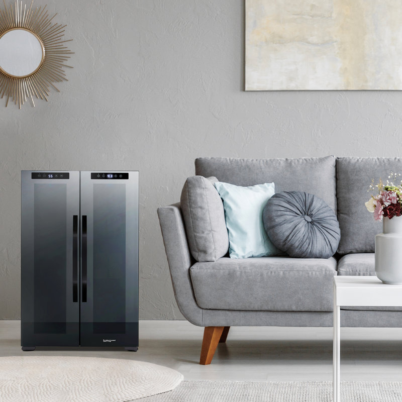 Luma Comfort Shadow Series Black Glass Dual Zone Wine and Beverage Cooler