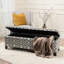 Banc de rangement avec repose-pieds Flash, tissu gris clair à imprimé géométrique 51 po