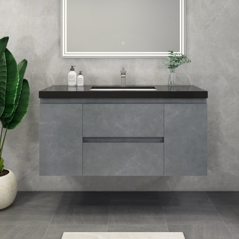 Castin 48" Wall-Mounted Single Bathroom Vanity Set, Cement Gray