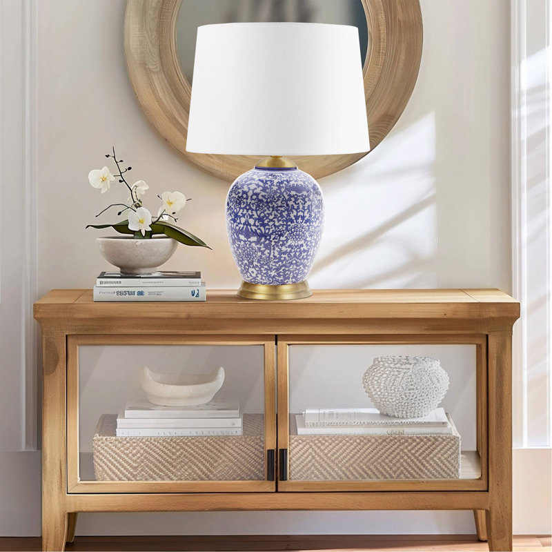 Lampe de table bleue en céramique