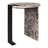 Lyra 20" Modern Round Asymmetrical Marble Accent Table, Ivory & Black Natural Veined Stone with Black Iron Metal Base for Living Room