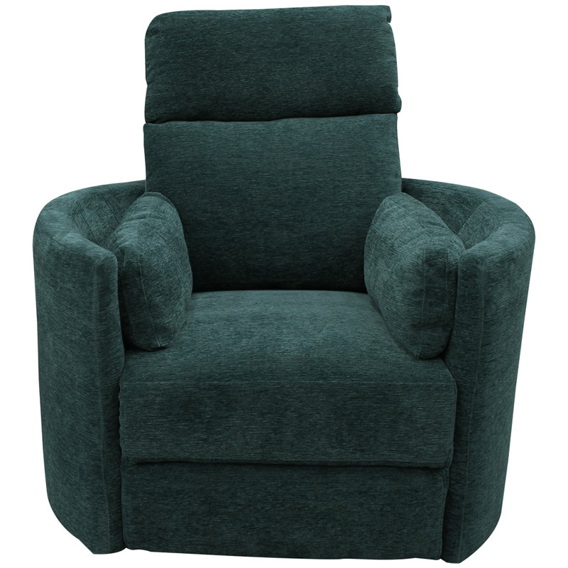 Bre 40" W Polyester Upholstered Swivel Recliner, Peacock Chenille