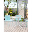Fauteuils empilables modernes en plastique bleu, fabrication en PP toutes saisons, dossier à lattes, assemblage, convenant au jardin et au balcon, 4 pièces de couleur bleue ergonomique, capacité de charge élevée, espace, patio
