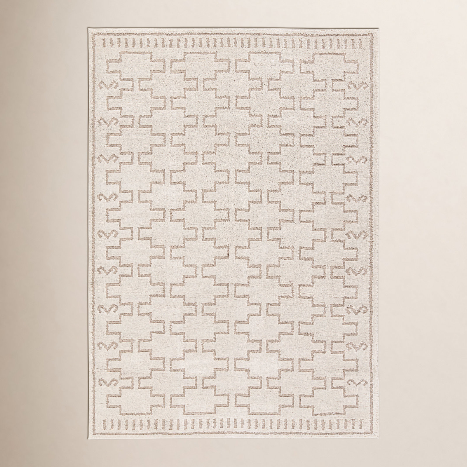 Meret Ivory Beige Trellis Rug, Rectangle 7'6" x 10'