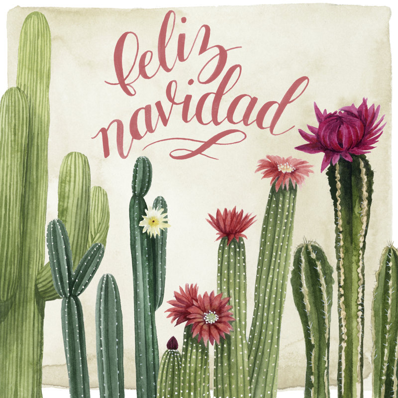 Christmas Cactus I - Wrapped Canvas Print, 51cm H x 51cm W