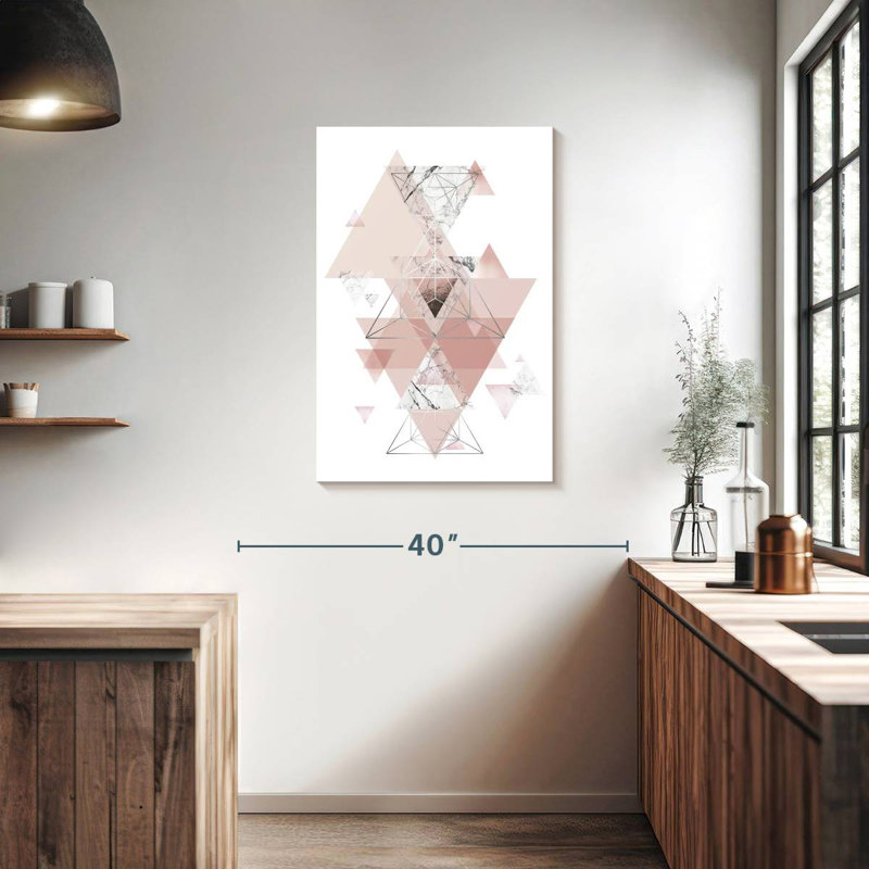 Avery Blush Pink Marbled Geometric, 36" H x 24" W