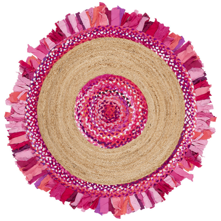 Bogard Hand Woven Cotton/Jute Rug in Natural/Pink