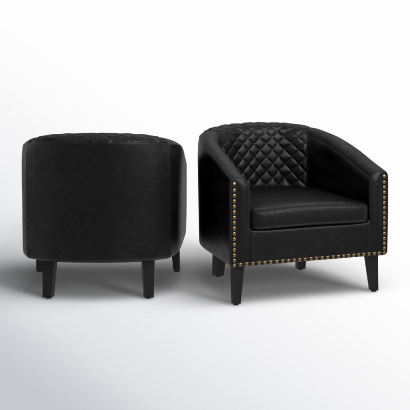 Boney 2- Piece 29" Wide Tufted Faux Leather Barrel Club Chair