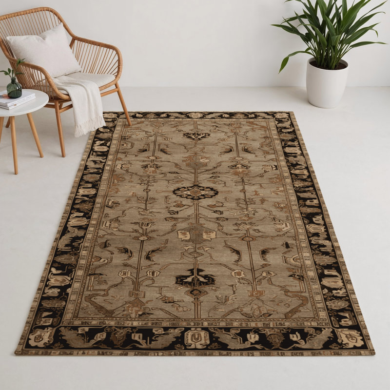 Tapis d'intérieur et d'extérieur persan beige, Rectangle 9 pi x 12 pi