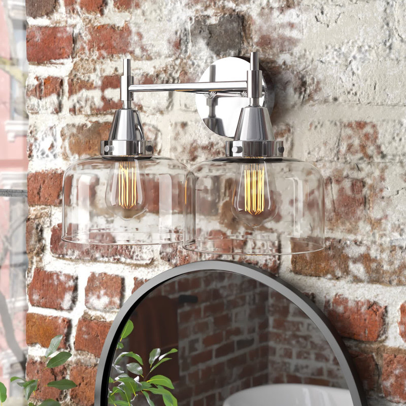 Éclairage pour meuble-lavabo 2 lumières 17 po Caden - H 5,75 po, Chrome poli, Ampoule DEL 4 watts rétro, Clair