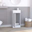 Meuble-lavabo de salle de bain 16 po avec lavabo en résine blanche, poignée en métal et tablette intérieure - armoire (panneau de particules et tablette, porte simple