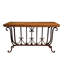 Peach Chiseled Travertine Stone Console Table - Hand Forged Wrought Iron - Mexports By Susana Molina