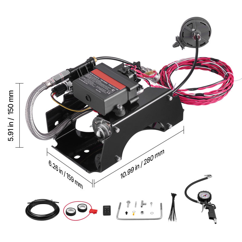 Air Shock Controller Kit 12V 100PSI Wireless On Board Air Compressor System