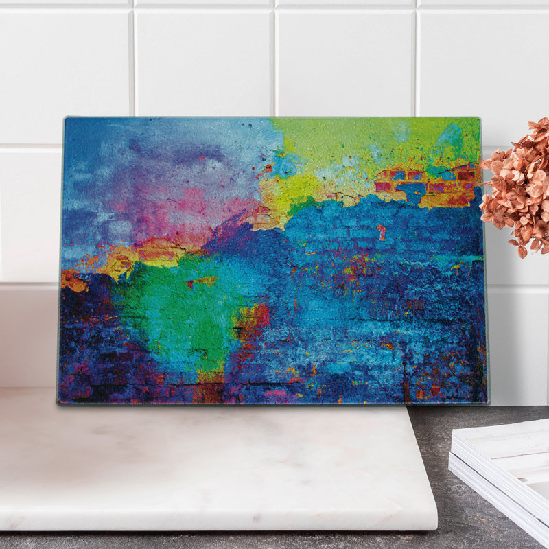 Multicolore, planche à découper en verre trempé Ambesonne