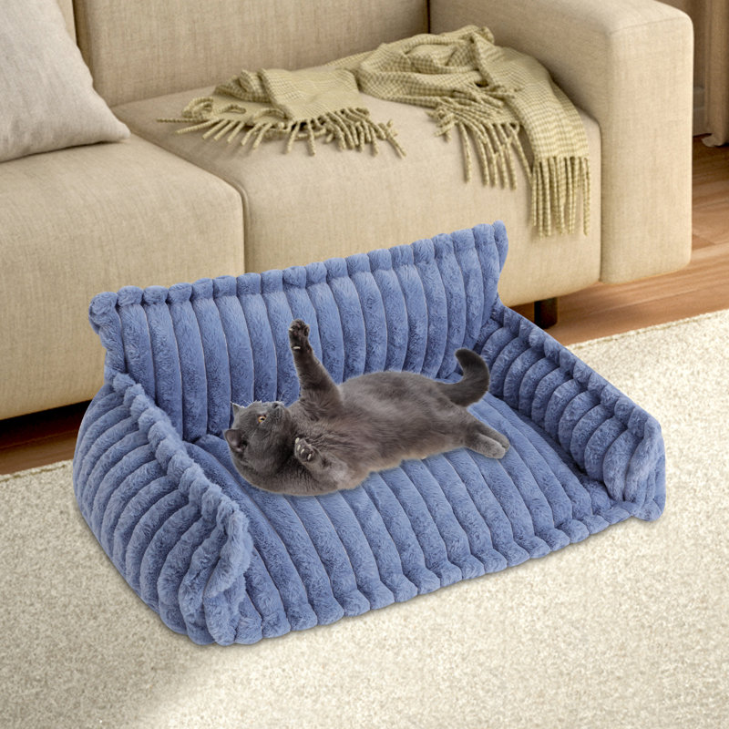 Canapé pour animal de compagnie avec housse lavable amovible, lit moelleux pour chat avec coussin pour animaux de compagnie