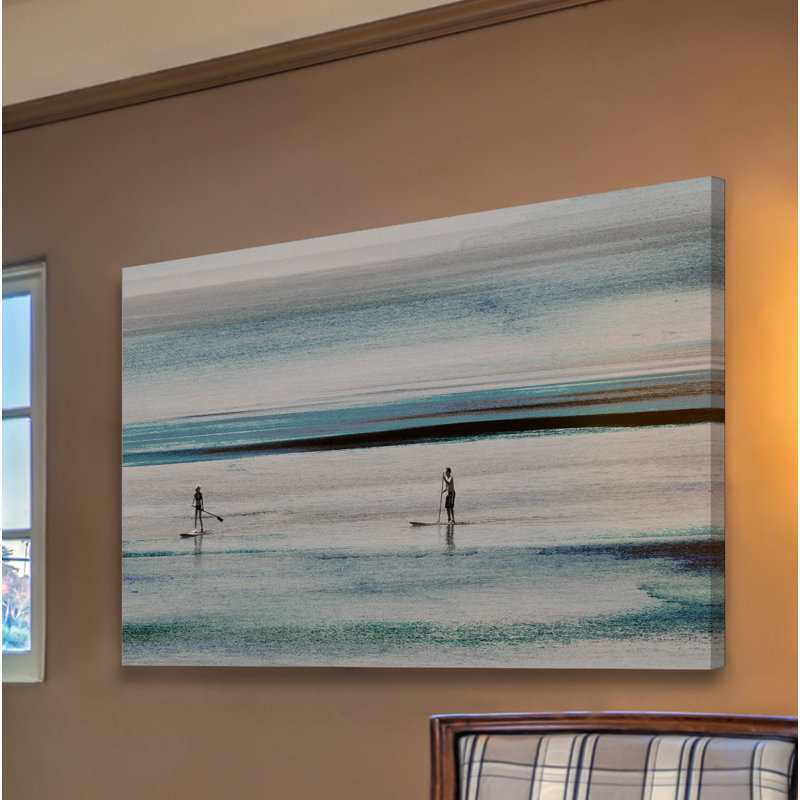 Reproduction d’art graphique sur toile tendue « planche de surf en eaux bleues », H 30 po x l 45 po x P 1,5 po