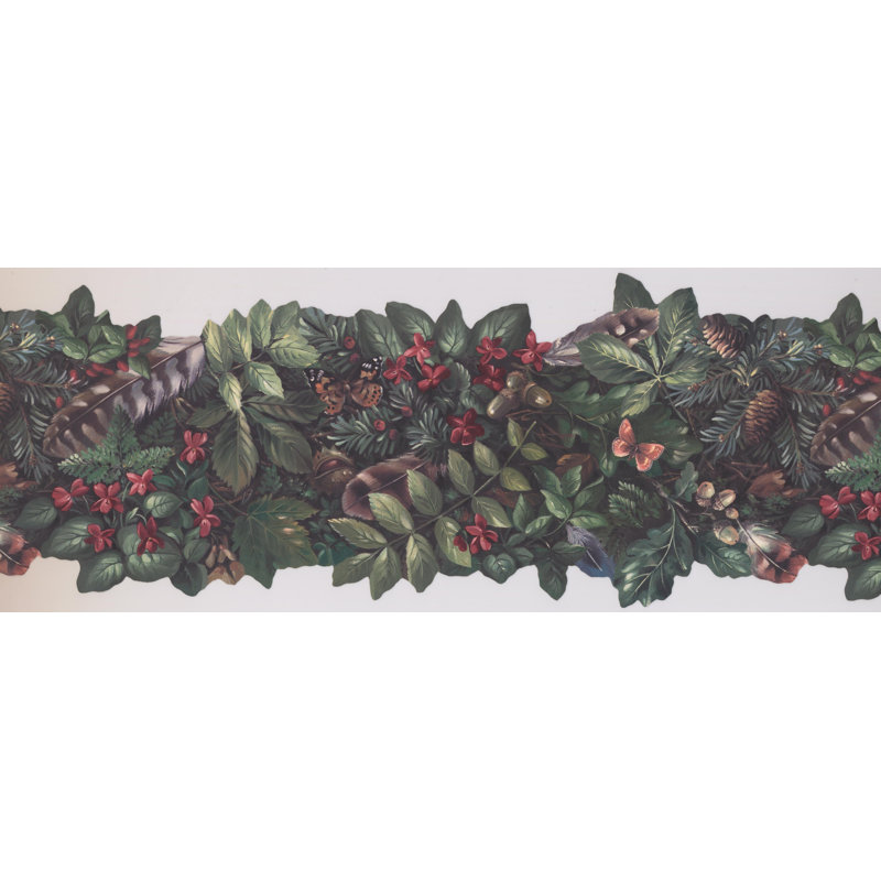 Bordure de papier peint floral Hoggard L 0,75 pi x l 180 po