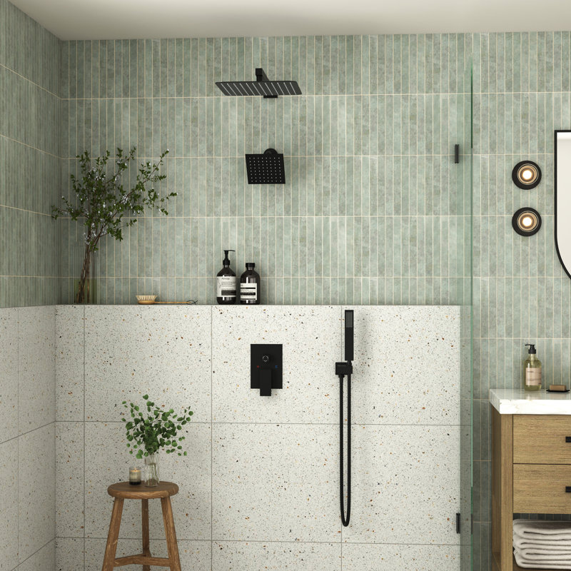 Système de douche à 6 réglages 12 pouces avec douchette double et douchette