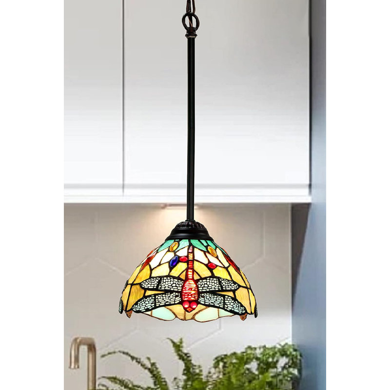  Empress Tiffany-Style Dark Bronze 1 Light Mini Pendant 8" Wide