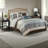 Elegant Cal King Bedding Sets, Polyester Jacquard Comforter With Geometric Damask Design