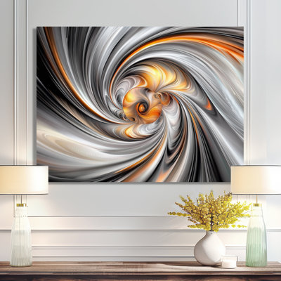 Fractal Grey Vortex Galactic Expansion I - Abstract Metal Wall Art, Fractal Metal Print