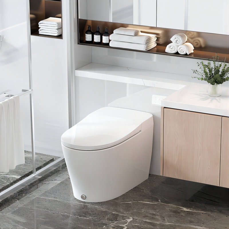 ANGELES HOME Built-in Tank Elongated Smart Toilet Bidet with Auto Flush & Heated Seat